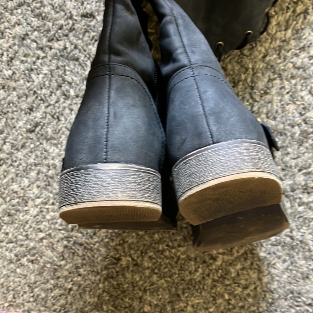 Just Fab Delphina Dark Grey Black Zip Up Round Toe Buckle Boots Size 9 - Picture 8 of 9